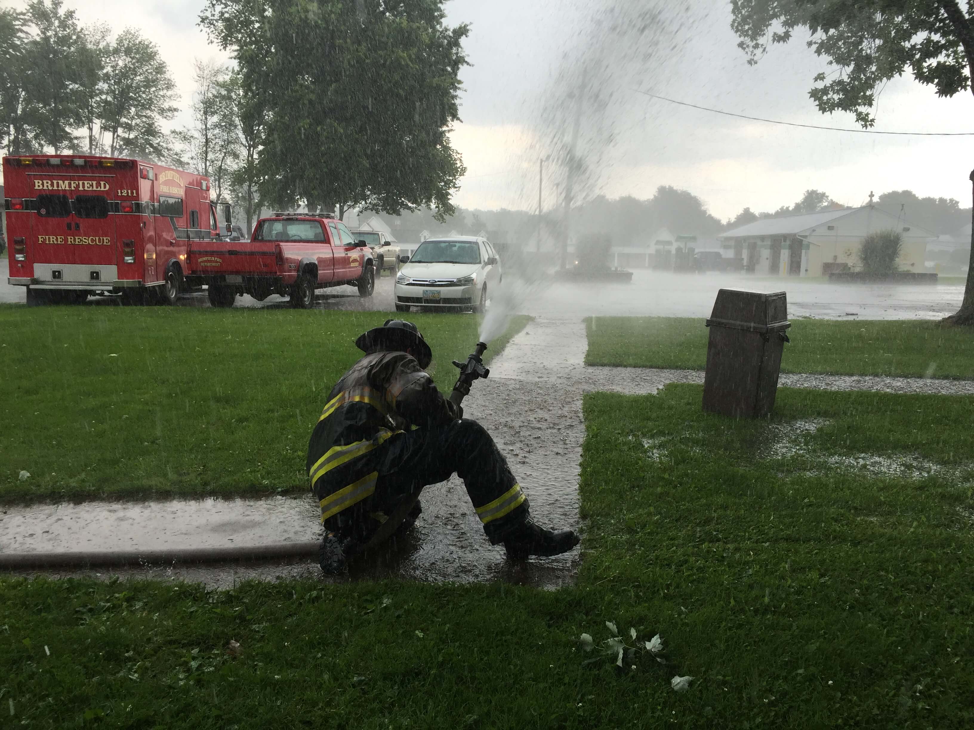 Firefighter with Water Hose